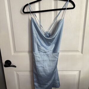 Fashion Nova  Baby Blue Silk Dress